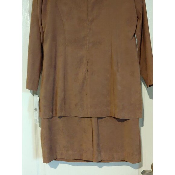 Karin Stevens Vintage Faux Suede Dress/Attached Jacket Tobacco Church Modest 16 - Picture 9 of 12